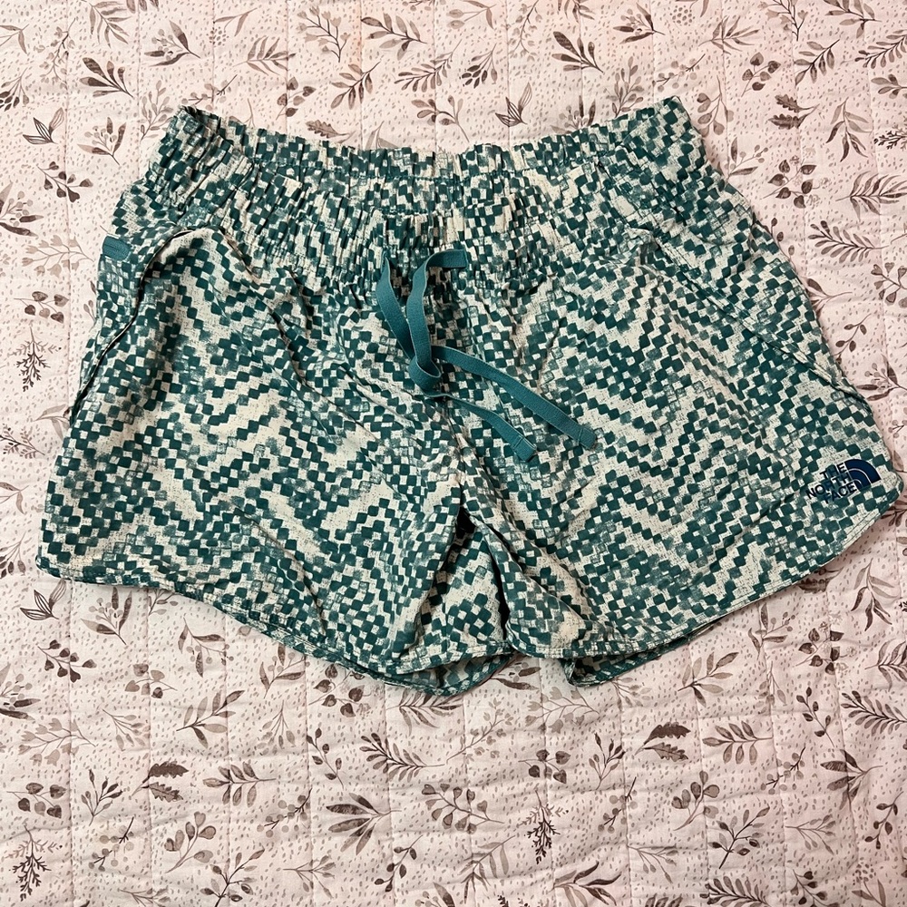 The North Face Teal and White Athletic Shorts